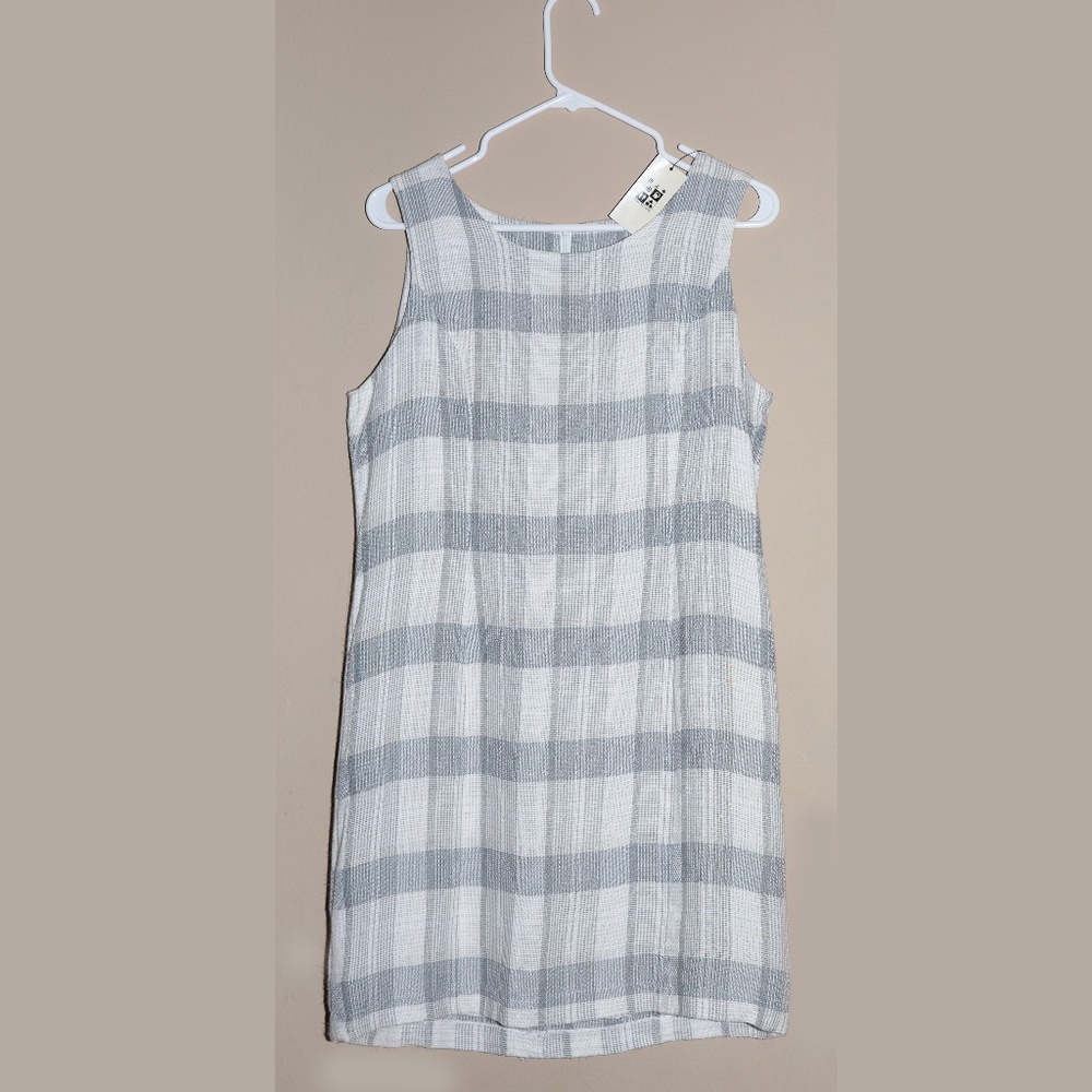 Max Studio Sleeveless Plaid Dress for Women - white and Gray